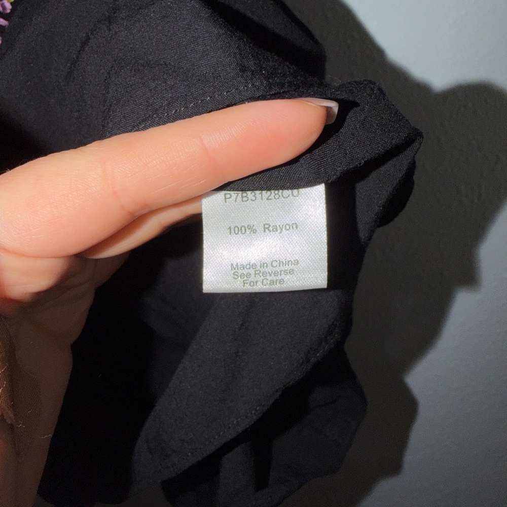 Parker Black Blouse with Pink Embroidery - Picture 4 of 7